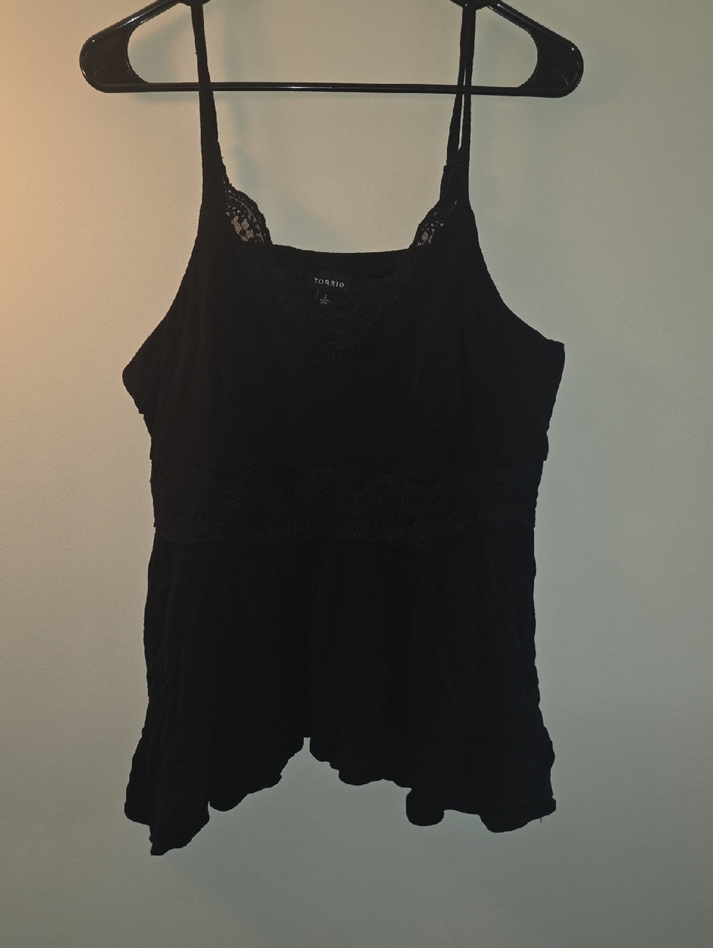 torrid Black Lace-Trim Spaghetti Strap Camisole